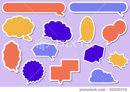 多彩的語音泡沫集。帶有陰影的貼紙狀材料。 92030559
