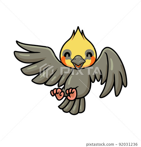Cute little cockatoo cartoon flying Cute little cockatoo cartoon flying 92031236