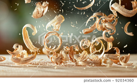 Freeze motion of falling sawdust. Freeze motion of falling sawdust. 92034360