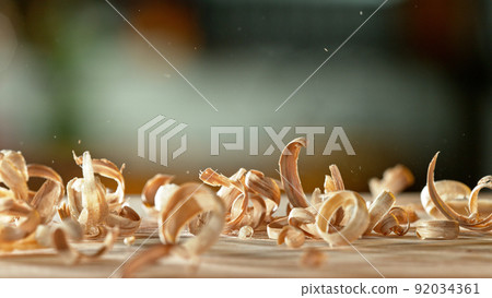 Freeze motion of falling sawdust. Freeze motion of falling sawdust. 92034361