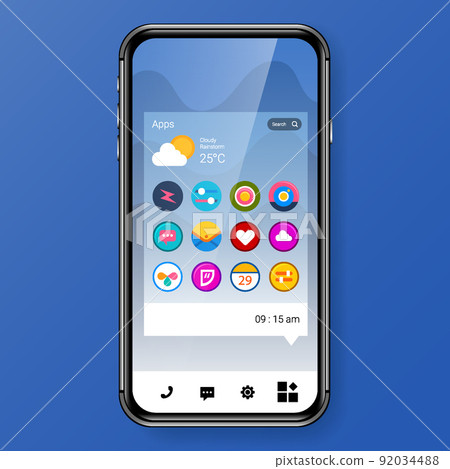 apps user interface realistic smartphone home screen style modern 92034488