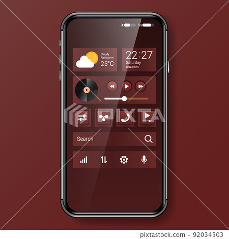 red widget menu user interface realistic smartphone design red widget menu user interface realistic smartphone design 92034503