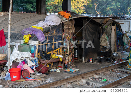 Bangladesh slum area 92034831