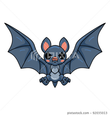 Cute little bat cartoon flying	 92035013