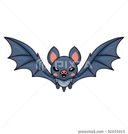 Cute little bat cartoon flying	 92035015
