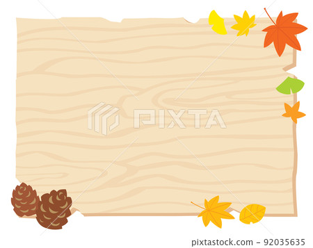 Fallen leaves and wooden board Fallen leaves and wooden board 92035635