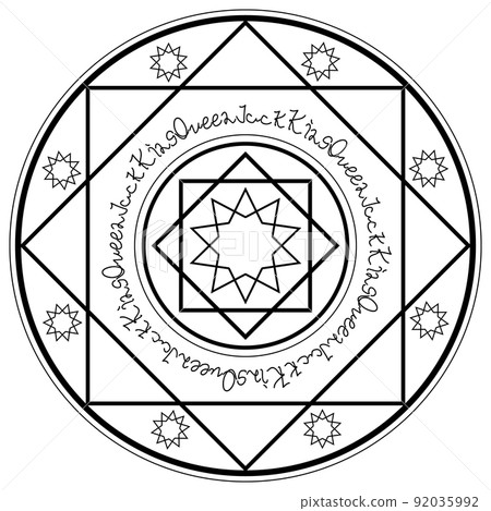 Star and square magic circle, handwritten characters in a different world style Star and square magic circle, handwritten characters in a different world style 92035992