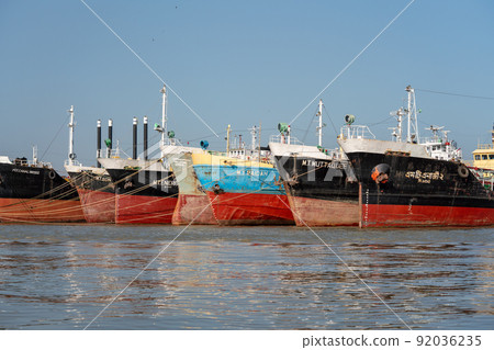 A ship moored in the Bay of Bengal in Bangladesh A ship moored in the Bay of Bengal in Bangladesh 92036235