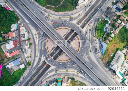 Top view traffic highway circle intersection 92036331