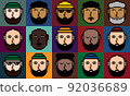 Collection of pixel icons with people 92036689