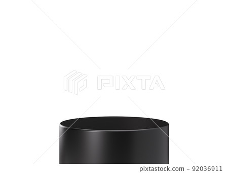 Black podium isolated on white background. Elegant podium for product, cosmetic presentation. Luxury mock up. Pedestal or platform for beauty products. Empty scene. 3D rendering. 92036911