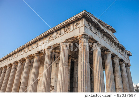 The Temple of Hephaestus or Hephaisteion at the north-west side of the Agora of Athens, on top 92037697