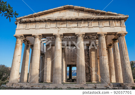The Temple of Hephaestus or Hephaisteion at the north-west side of the Agora of Athens, on top 92037701