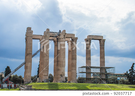 The Temple of Olympian Zeus at the center of the Greek capital Athens dedicated to Olympian Zeus The Temple of Olympian Zeus at the center of the Greek capital Athens dedicated to Olympian Zeus 92037717