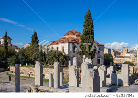roman agora buildings in Athens, Greece on a sunny day roman agora buildings in Athens, Greece on a sunny day 92037842