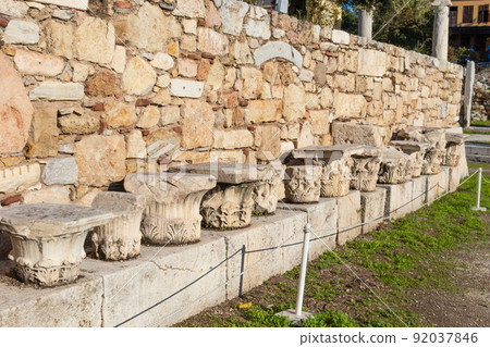 roman agora buildings in Athens, Greece on a sunny day 92037846