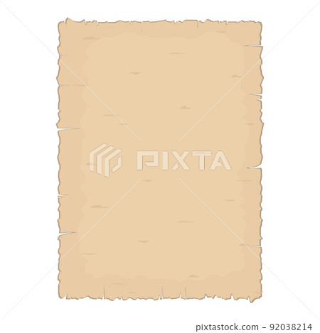 Parchment old paper sheet vector illustration isolated on white background. 92038214