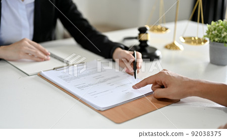 Cropped, A professional female business lawyer is having a meeting in the office 92038375