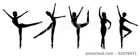 Ballet dancer. Silhouettes of dancing ballerinas, vector illustration 92039431