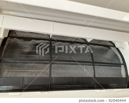 Air conditioner filter dirty with dust photo material 92040444