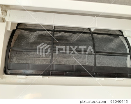 Air conditioner filter dirty with dust photo material 92040445