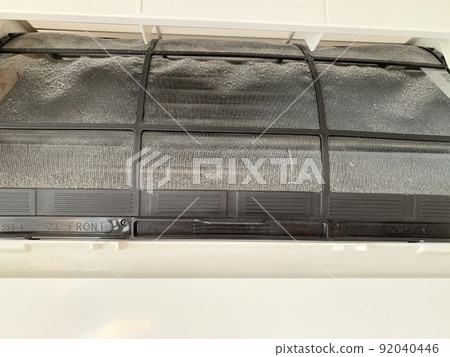 Air conditioner filter dirty with dust photo material 92040446