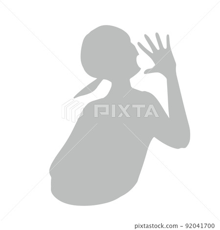 Sideways silhouette illustration of a woman calling out Gray 92041700