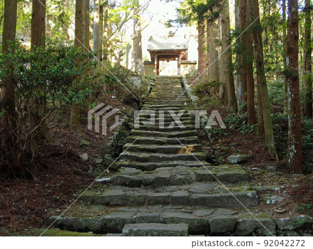 Stone steps to the gate of Futagoji Temple on the Kunisaki Peninsula Stone steps to the gate of Futagoji Temple on the Kunisaki Peninsula 92042272