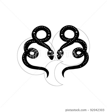Boho mystic snake design. Mystical symbol in a trendy minimalist style. Esoteric vector illustration. 92042303