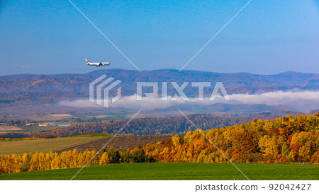 [Asahikawa City, Hokkaido] View from the actual hills Autumn hills October Sunny 92042427