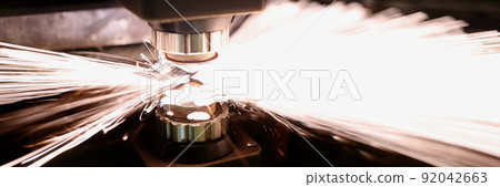 Neon sparks fly of machine head for metal processing laser metal 92042663