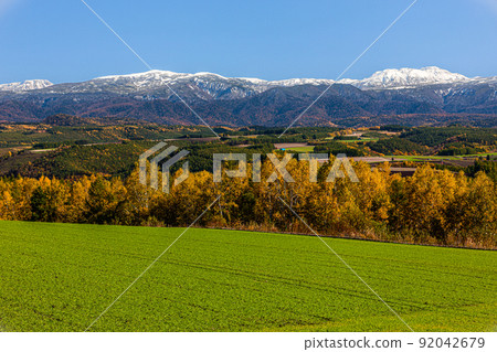 [Asahikawa City, Hokkaido] View from the actual hills Autumn hills October Sunny 92042679