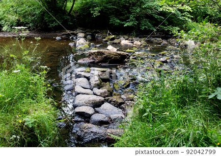 Stones and Rocks Across a River in a Country Park 92042799