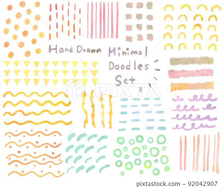 Hand drawn fashionable vector Memphis seamless pattern set illustration material 92042907
