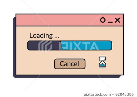 The boot line is an interface element of an old Windows PC from the 90s. In retro style steam wave. Vector illustration 92043396