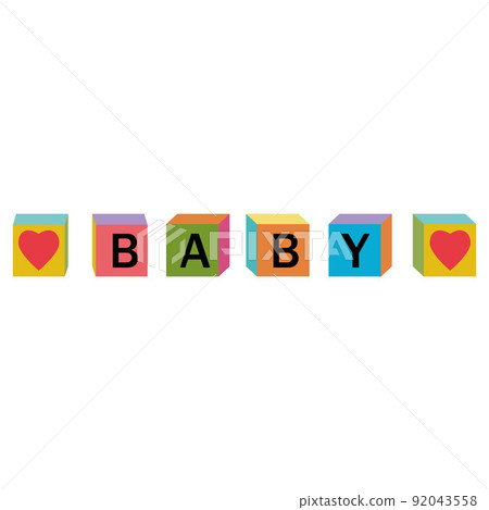 The word baby made of wooden cubes, color vector illustration, letters The word baby made of wooden cubes, color vector illustration, letters 92043558