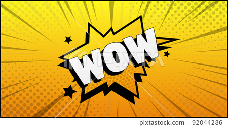 Comic zoom inscription WOW on a colored background - Vector 92044286
