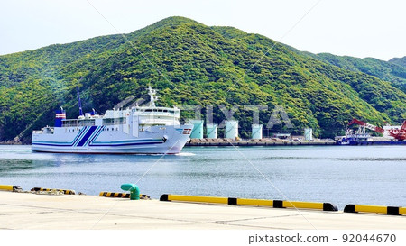 Ferry Kizuna arriving at Tsushima's Izuhara Port Ferry Kizuna arriving at Tsushima's Izuhara Port 92044670