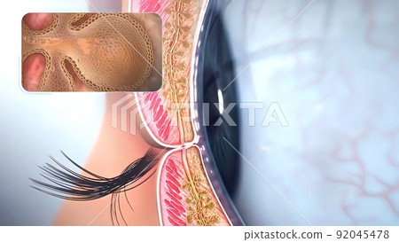 Closure of the eyelids, side view Closure of the eyelids, side view 92045478