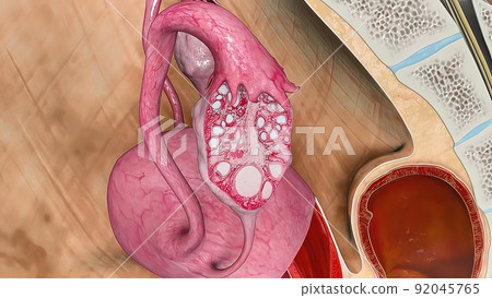 3D illustrationof The Female Reproductive organ and ovaries 92045765