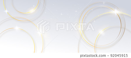Abstract white background with golden circles lines, vector 92045915