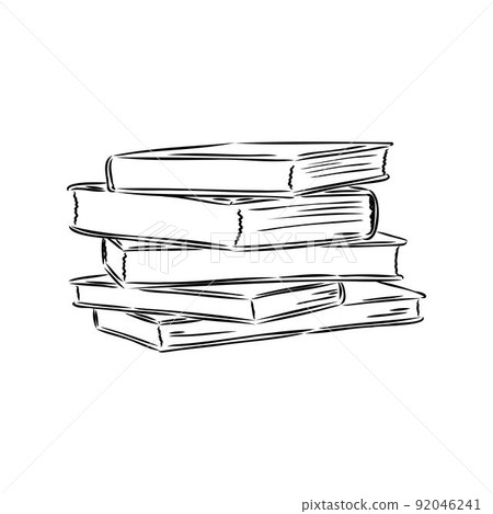 Stack of books isolated on white, Hand Drawn Sketch Vector illustration. 92046241