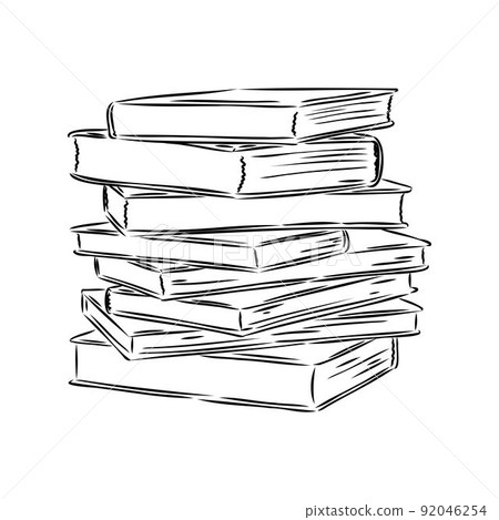 Stack of books isolated on white, Hand Drawn Sketch Vector illustration. 92046254