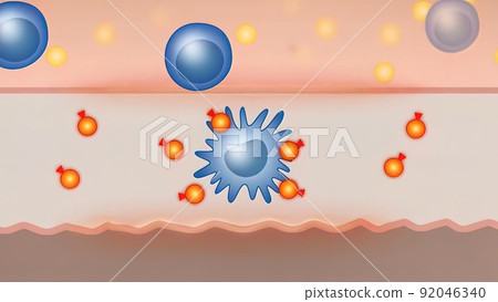 fat cell and Macrophage, field of fat cells, High quality 3d render of fat cells, cholesterol in a cells 92046340