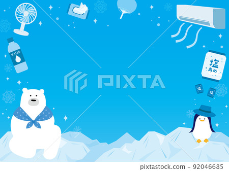 Heat stroke countermeasure items and iceberg template background 92046685