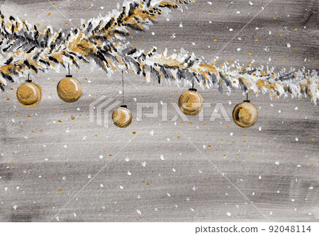 Christmas garlands with balls and tinsel, holiday illustration. Christmas garlands with balls and tinsel, holiday illustration. 92048114