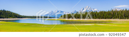 Sunny view of the Teton mountain range of Grand Teton National Park 92049347