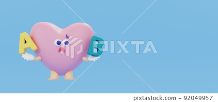 3D rendering / 3D illustration) Heart character who is worried about two choices Horizontal template decision 3D rendering / 3D illustration) Heart character who is worried about two choices Horizontal template decision 92049957