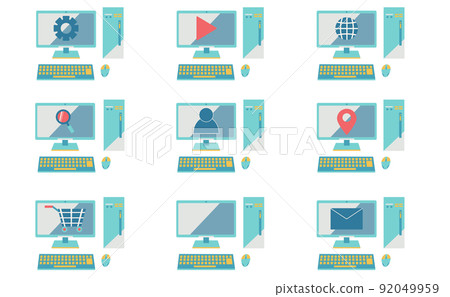 台式計算機圖標插圖集 92049959