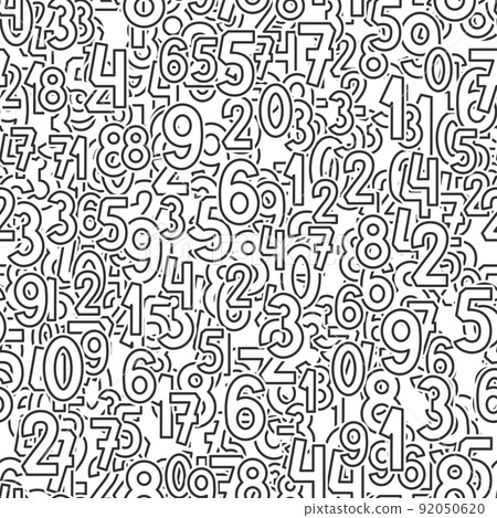 Seamless black and white background with a large number of numbers signs. Seamless black and white background with a large number of numbers signs. 92050620